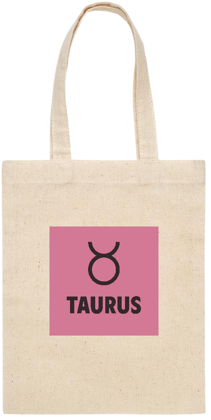 Zodiac Taurus Design - Essential small colored handle gift bag_BEIGE_front