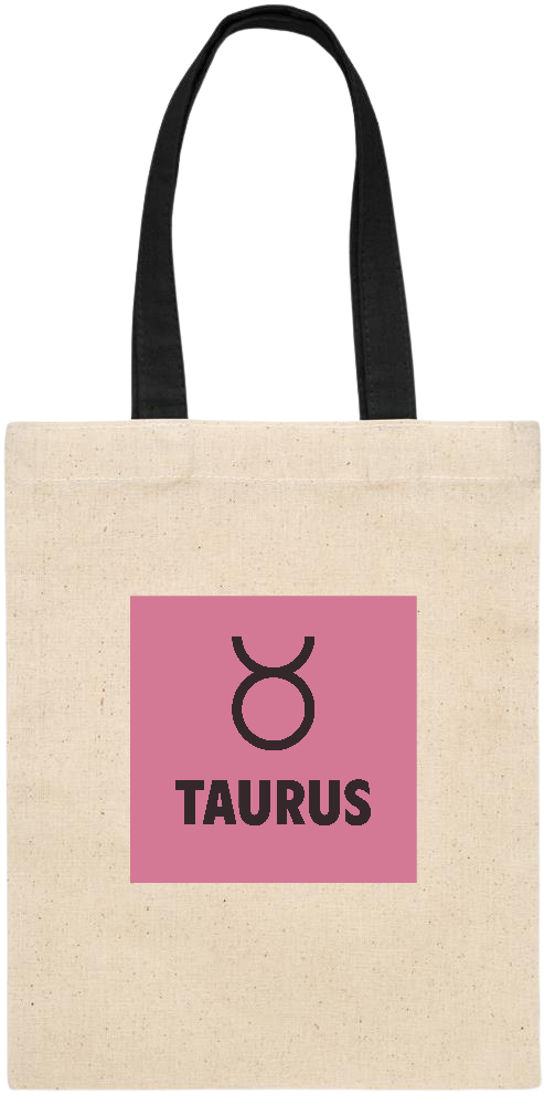 Zodiac Taurus Design - Essential small colored handle gift bag_BLACK_front