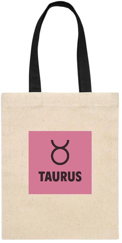 Zodiac Taurus Design - Essential small colored handle gift bag_BLACK_front