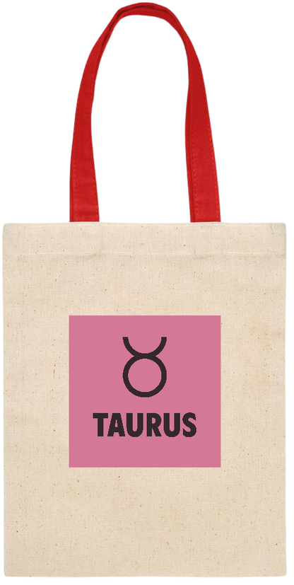 Zodiac Taurus Design - Essential small colored handle gift bag_RED_front