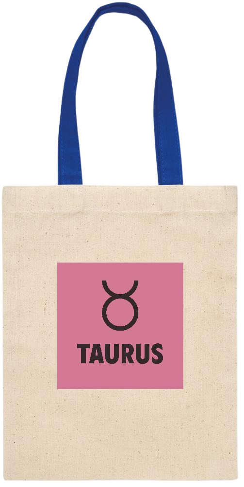 Zodiac Taurus Design - Essential small colored handle gift bag_ROYAL BLUE_front