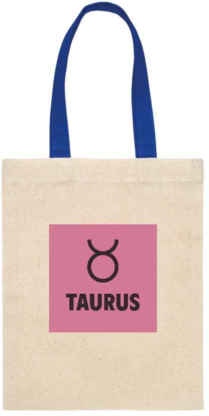 Zodiac Taurus Design - Essential small colored handle gift bag_ROYAL BLUE_front