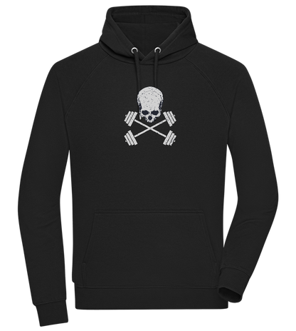 Skull and Dumbbells Design - Comfort unisex hoodie_BLACK_front