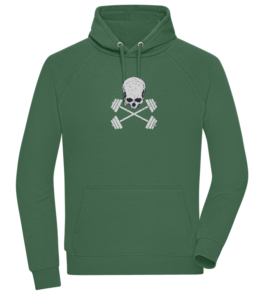 Skull and Dumbbells Design - Comfort unisex hoodie_GREEN BOTTLE_front