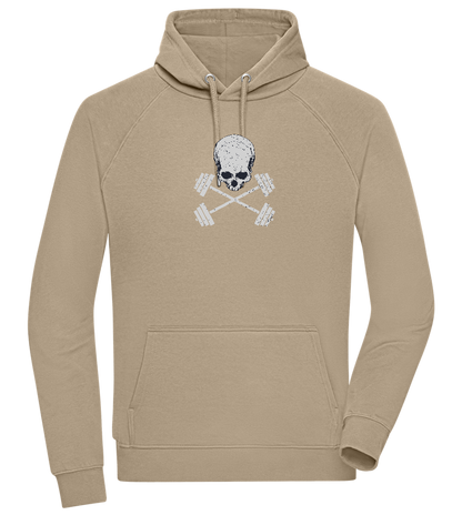 Skull and Dumbbells Design - Comfort unisex hoodie_KHAKI_front