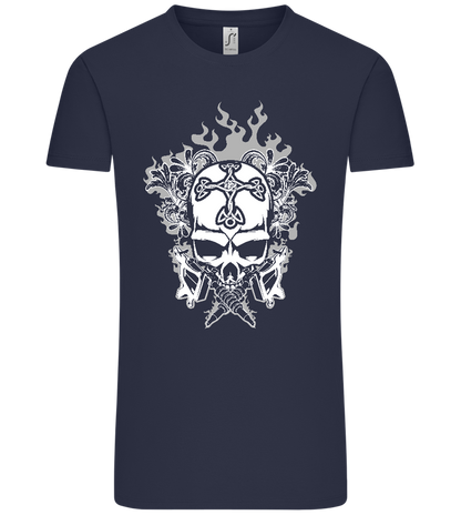 Skull With Flames Design - Comfort Unisex T-Shirt_FRENCH NAVY_front