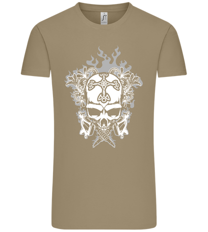 Skull With Flames Design - Comfort Unisex T-Shirt_KHAKI_front