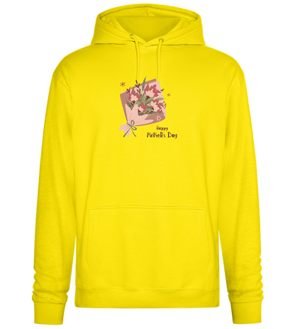 Happy Mother's Day Flower Bouquet Design - Premium Essential Unisex Hoodie_YELLOW_front