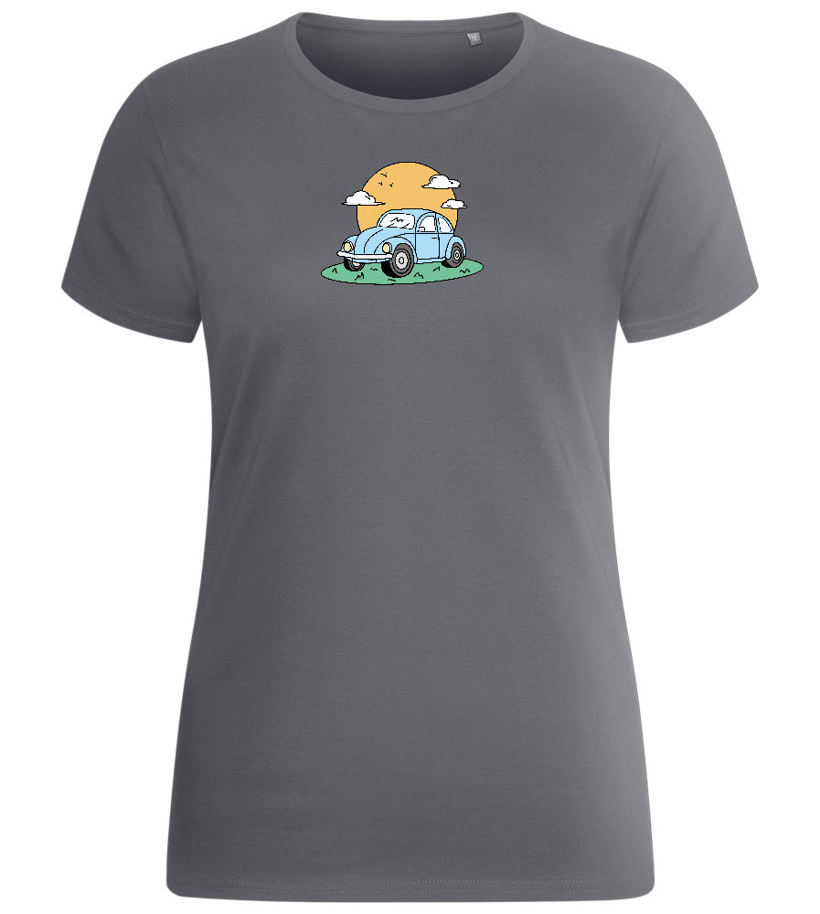 Blue Beetle Car Design - Basic women's fitted t-shirt_MOUSE GREY_front