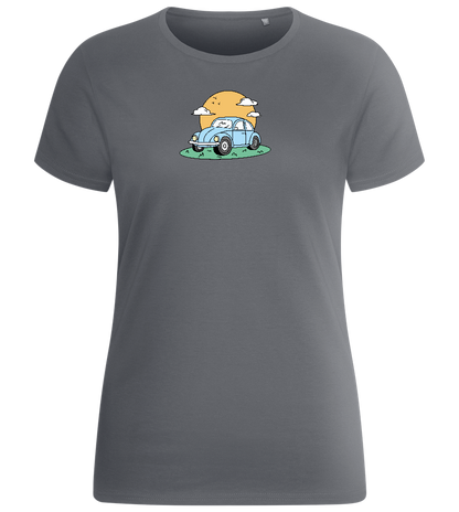 Blue Beetle Car Design - Basic women's fitted t-shirt_MOUSE GREY_front