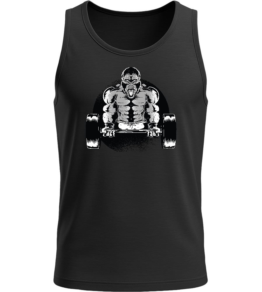 Gorilla Bicep Curling Design - Basic men's tank top_DEEP BLACK_front