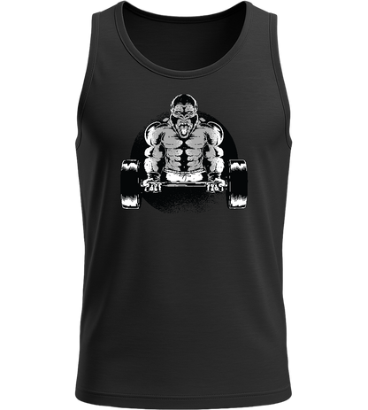 Gorilla Bicep Curling Design - Basic men's tank top_DEEP BLACK_front