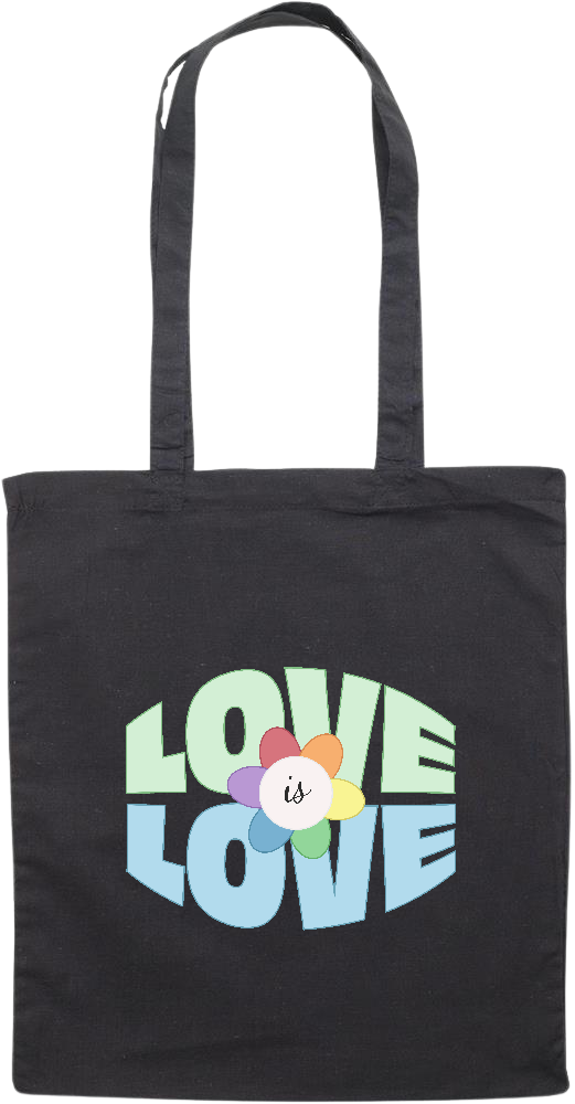 Love is Love Flower Design - Essential colored event tote bag_BLACK_front