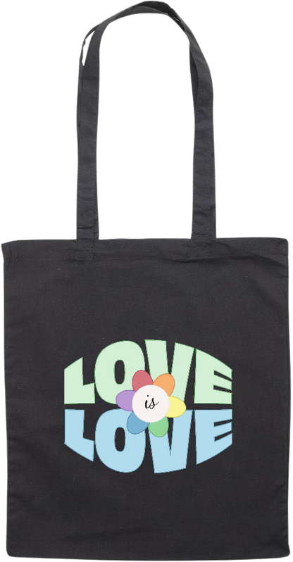 Love is Love Flower Design - Essential colored event tote bag_BLACK_front