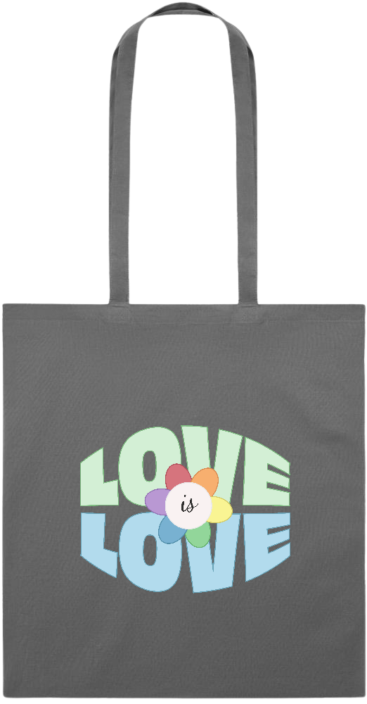 Love is Love Flower Design - Essential colored event tote bag_STONE GREY_front