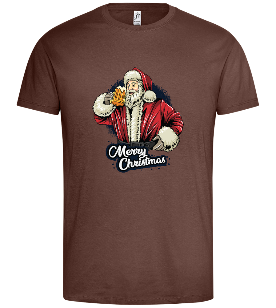 Merry Christmas Beer Design - Premium men's t-shirt_CHOCOLATE_front