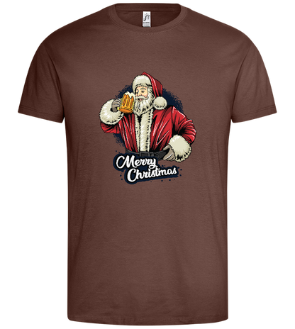 Merry Christmas Beer Design - Premium men's t-shirt_CHOCOLATE_front