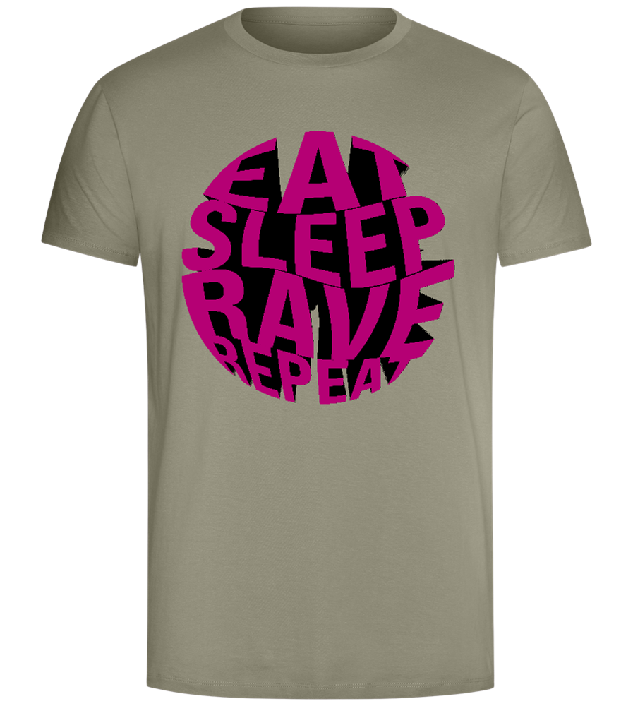 Eat Sleep Rave Repeat Design - Comfort Unisex T-Shirt_KHAKI_front