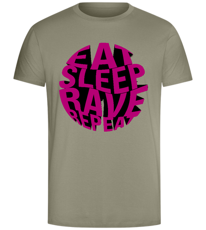 Eat Sleep Rave Repeat Design - Comfort Unisex T-Shirt_KHAKI_front