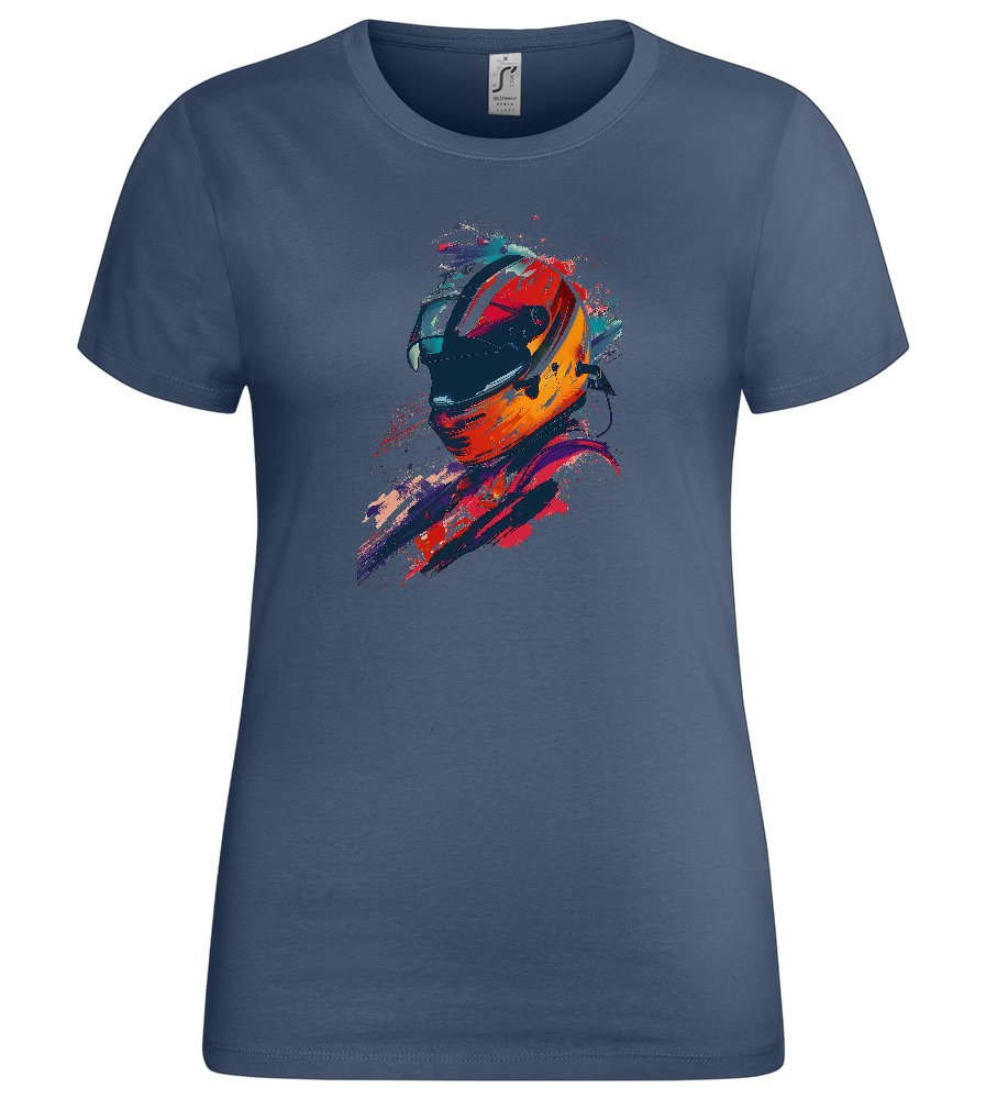 Colorful F1 Helmet Design - Premium women's t-shirt_DENIM_front