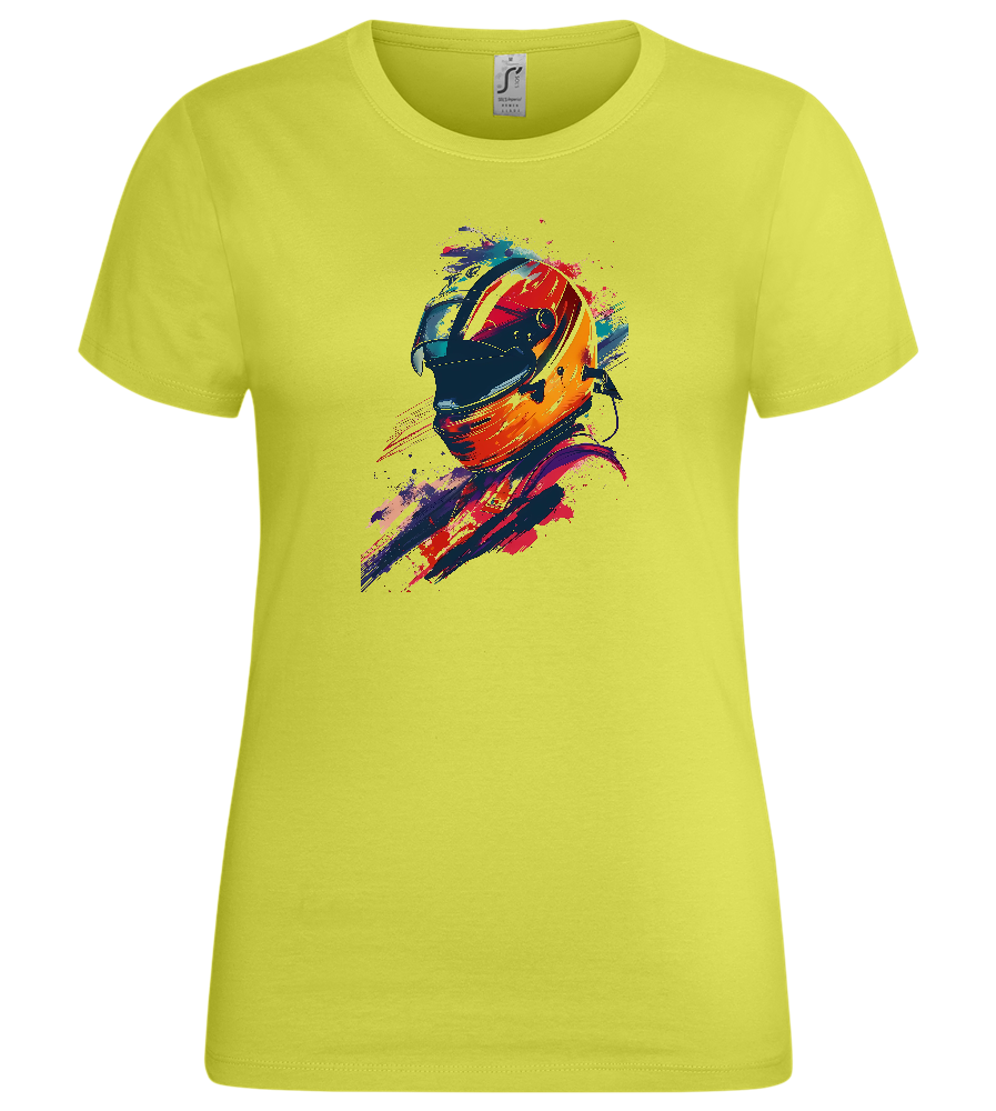 Colorful F1 Helmet Design - Premium women's t-shirt_GREEN APPLE_front