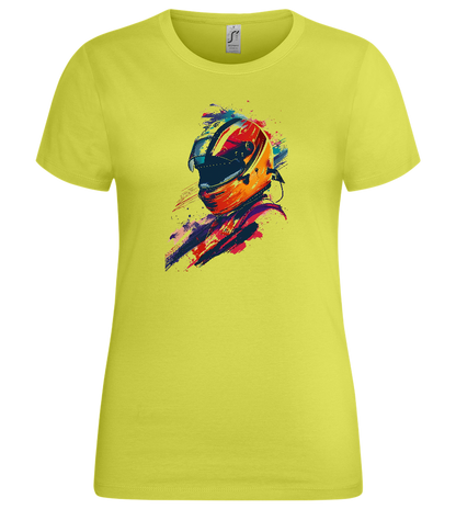 Colorful F1 Helmet Design - Premium women's t-shirt_GREEN APPLE_front