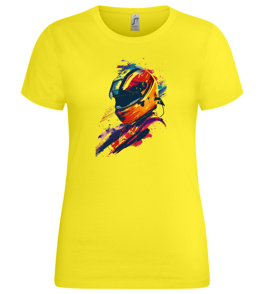 Colorful F1 Helmet Design - Premium women's t-shirt_LEMON_front