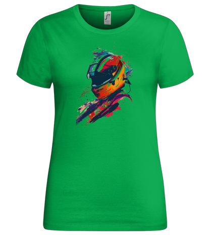 Colorful F1 Helmet Design - Premium women's t-shirt_MEADOW GREEN_front