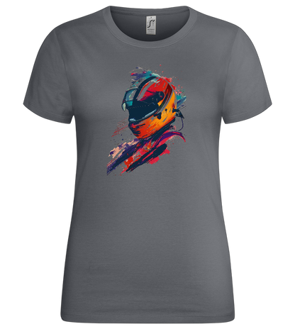 Colorful F1 Helmet Design - Premium women's t-shirt_MOUSE GREY_front