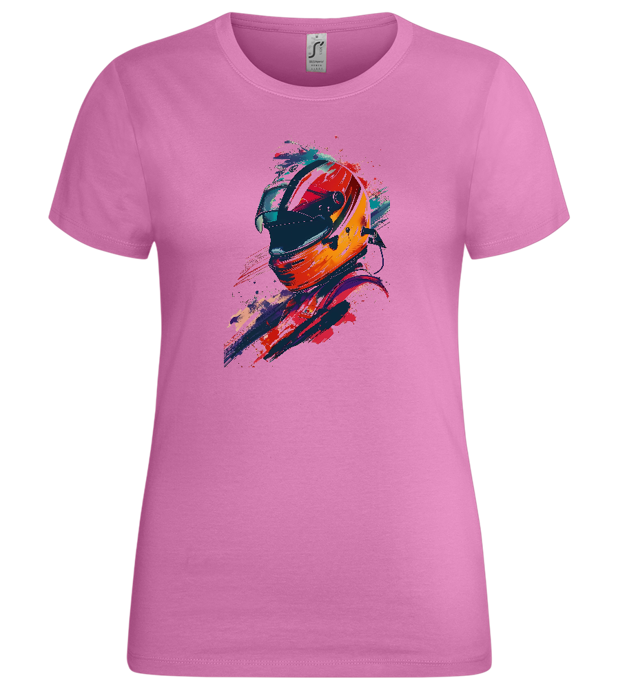 Colorful F1 Helmet Design - Premium women's t-shirt_PINK ORCHID_front