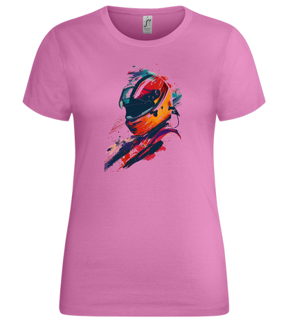 Colorful F1 Helmet Design - Premium women's t-shirt_PINK ORCHID_front