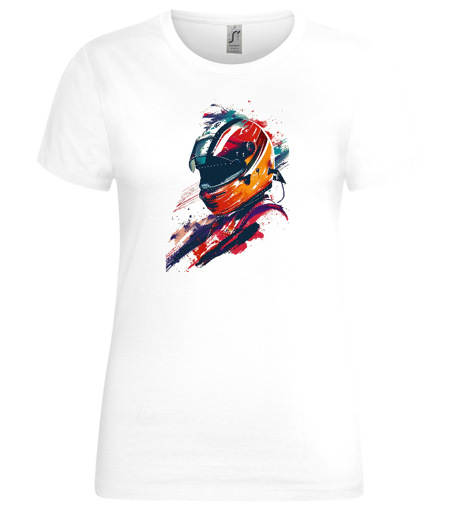 Colorful F1 Helmet Design - Premium women's t-shirt_WHITE_front