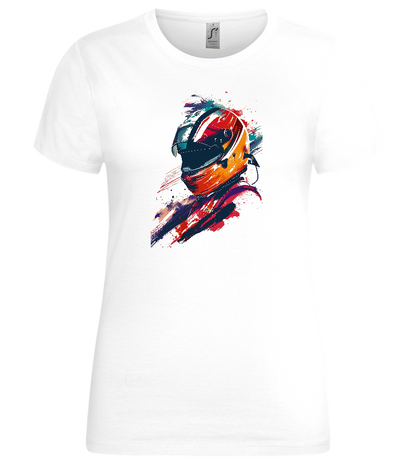 Colorful F1 Helmet Design - Premium women's t-shirt_WHITE_front