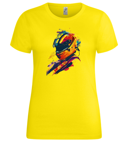 Colorful F1 Helmet Design - Premium women's t-shirt_YELLOW_front