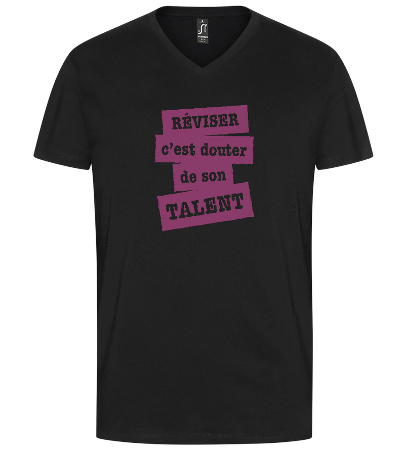 Réviser c'est Douter de Son Talent Design - Premium men's v-neck t-shirt_DEEP BLACK_front