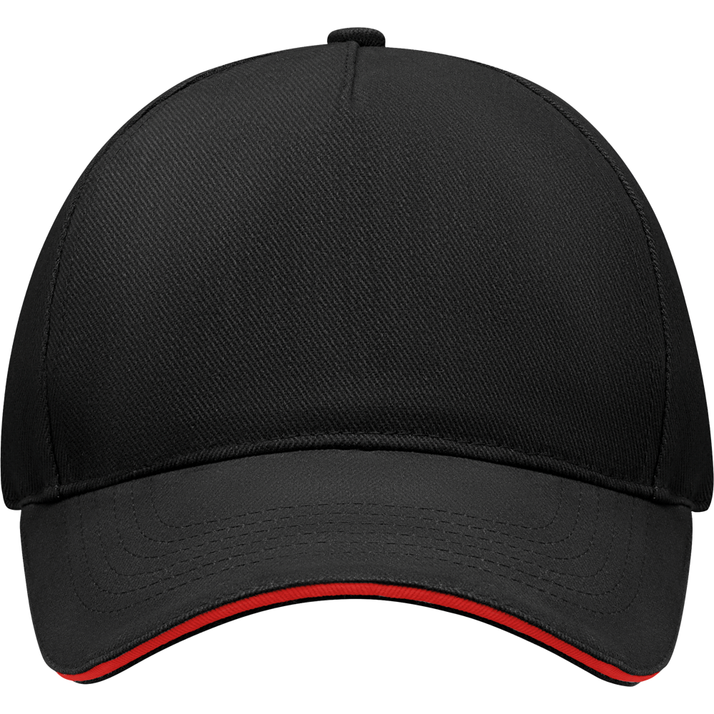 5-Panel Heavy Cotton Baseball Cap_BLACK/RED_front