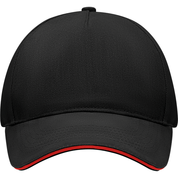 5-Panel Heavy Cotton Baseball Cap_BLACK/RED_front