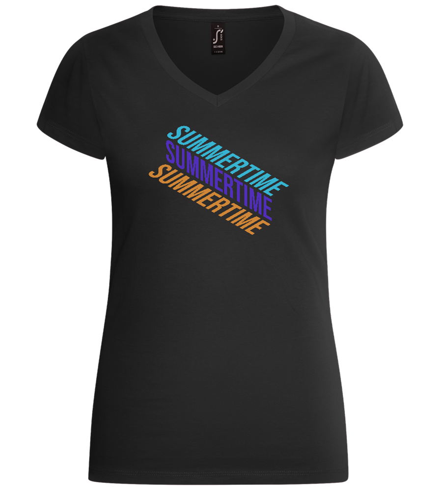 Summertime Design - Basic women's v-neck t-shirt_DEEP BLACK_front