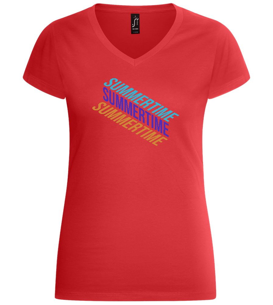 Summertime Design - Basic women's v-neck t-shirt_RED_front