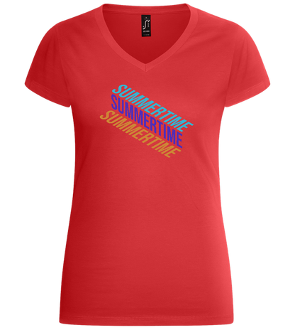 Summertime Design - Basic women's v-neck t-shirt_RED_front