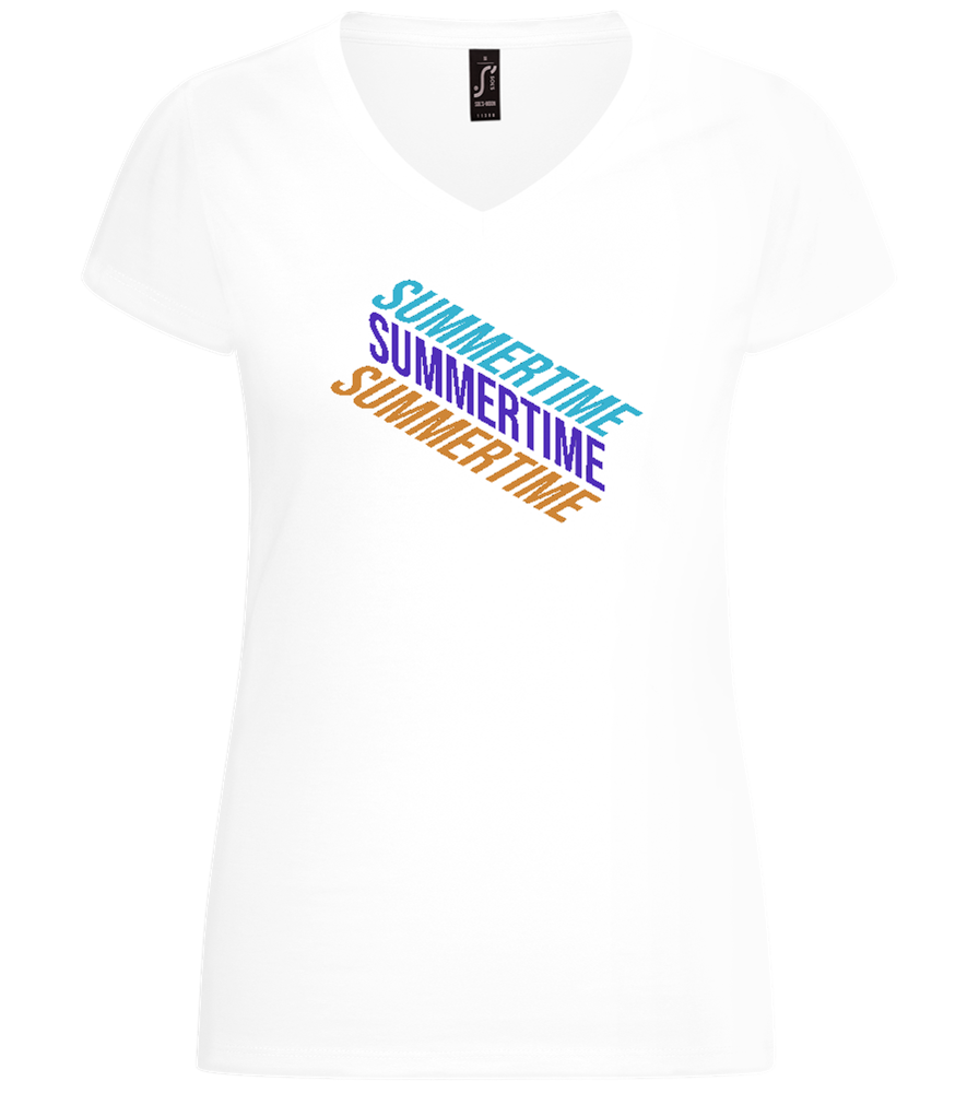 Summertime Design - Basic women's v-neck t-shirt_WHITE_front