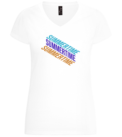 Summertime Design - Basic women's v-neck t-shirt_WHITE_front