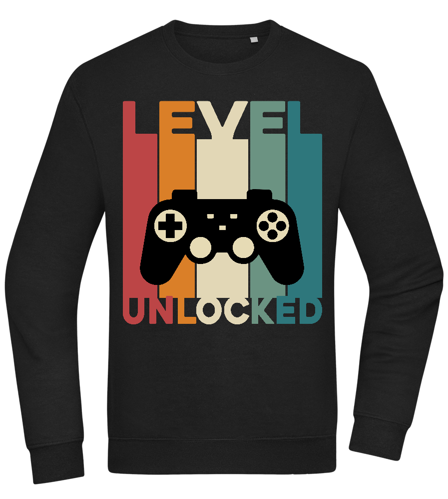 Level Unlocked Game Controller Design - Comfort Essential Unisex Sweater_BLACK_front