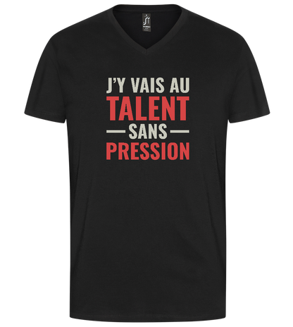 J'y Vais au Talent Sans Pression Design - Premium men's v-neck t-shirt_DEEP BLACK_front