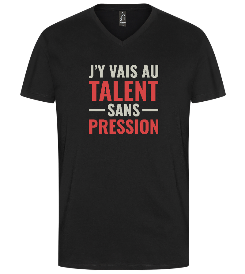 J'y Vais au Talent Sans Pression Design - Premium men's v-neck t-shirt_DEEP BLACK_front