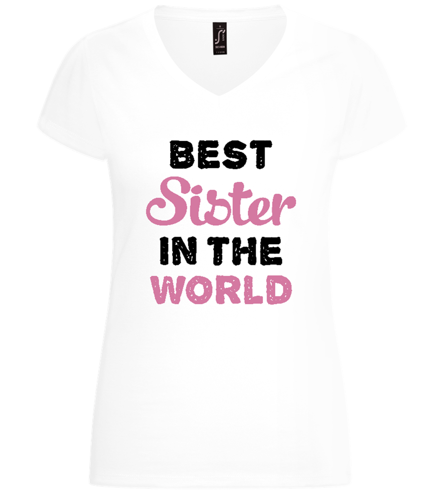 Best Sister in the World Text Design - Basic women's v-neck t-shirt_WHITE_front