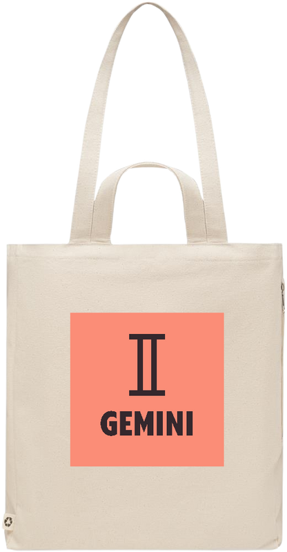 Zodiac Gemini Design - Premium recycled polycotton beach bag_BEIGE_front