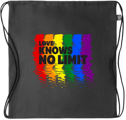 Love Knows No Limits Design - Premium hemp drawstring bag_BLACK_front