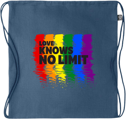 Love Knows No Limits Design - Premium hemp drawstring bag_BLUE_front