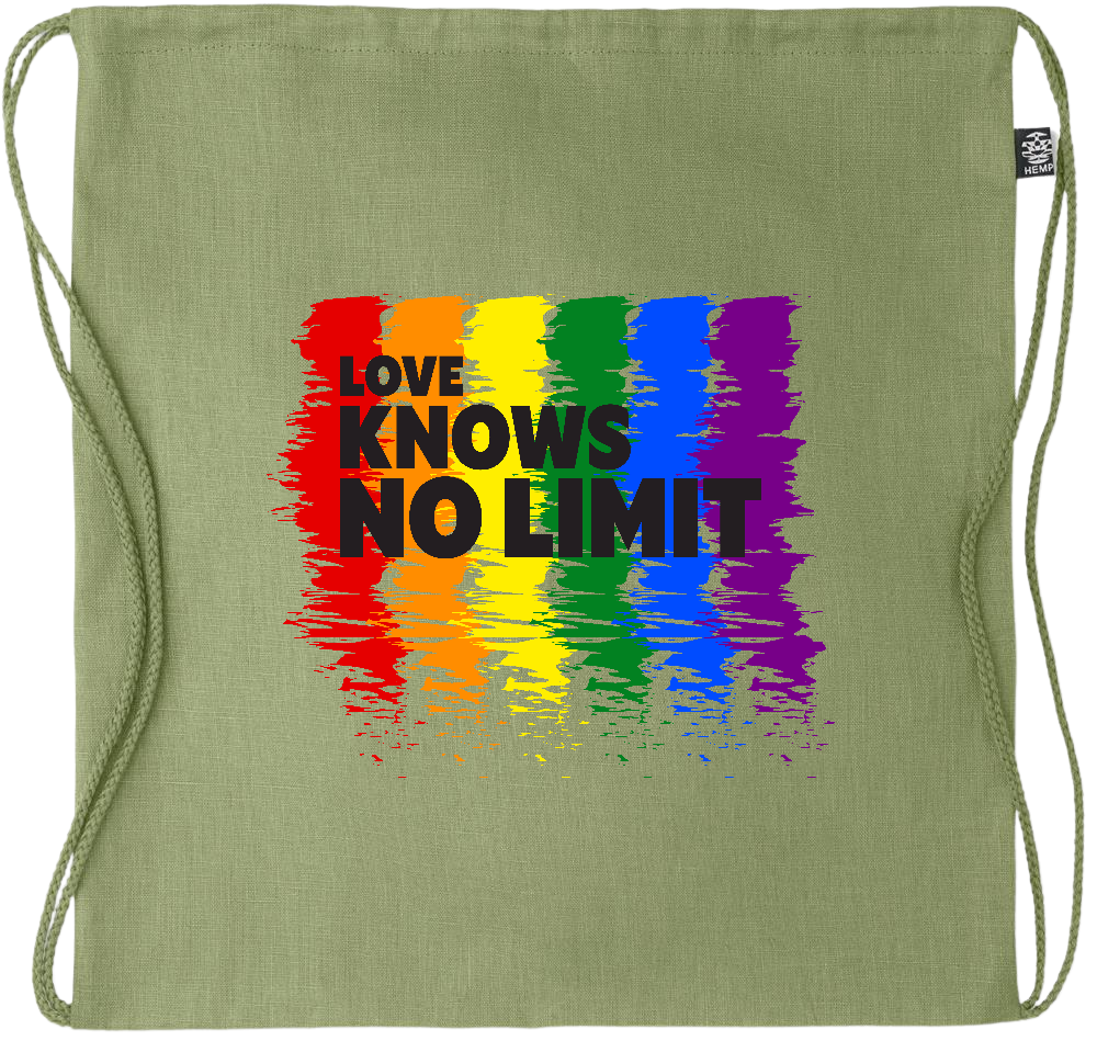 Love Knows No Limits Design - Premium hemp drawstring bag_GREEN_front